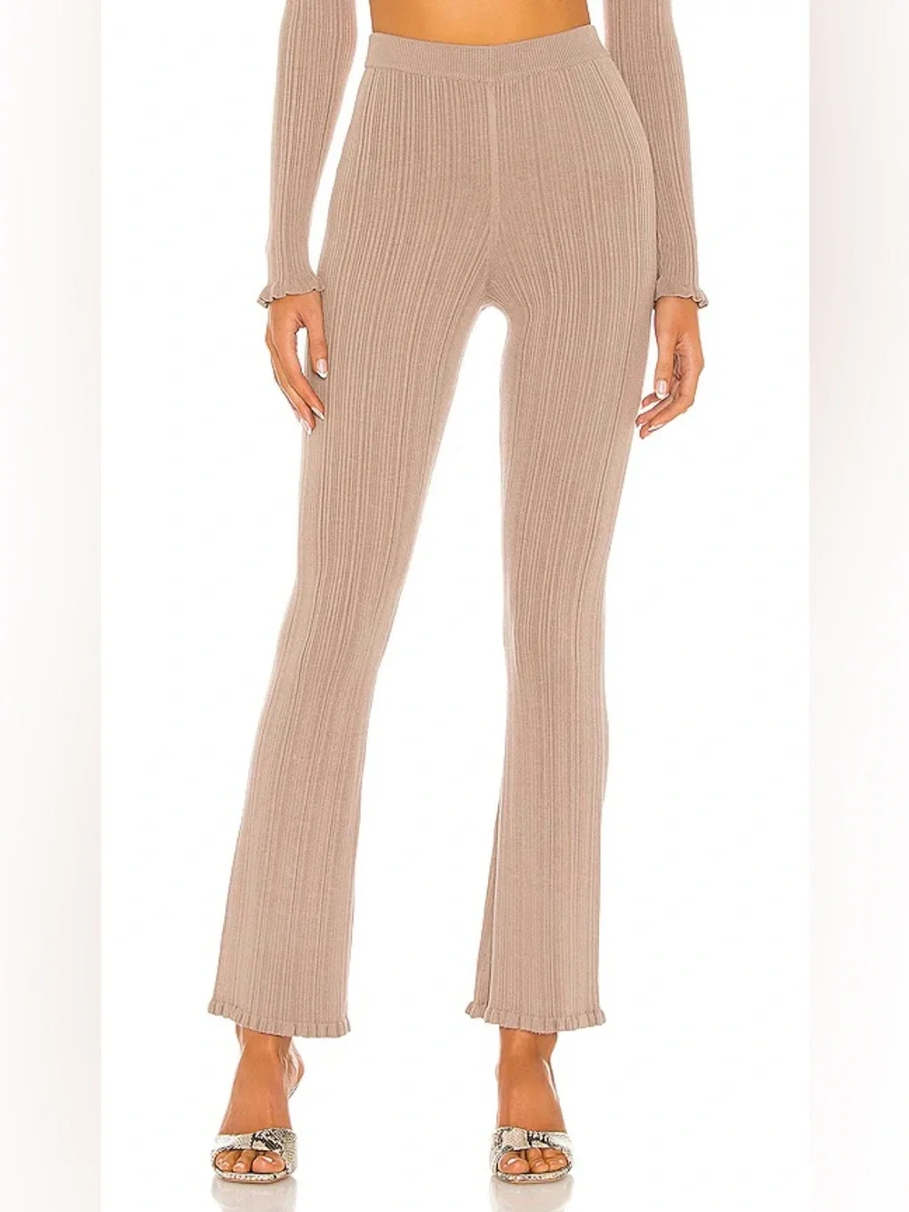 NWT Tularosa Variegated Rib Pant in Taupe Stretchy Comfy Pants Cute Size Large